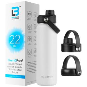 Garrafa Térmica para Água 650mL em Aço Inoxidável com Isolamento a Vácuo de Parede Dupla e 2 tampas à Prova de Vazamento