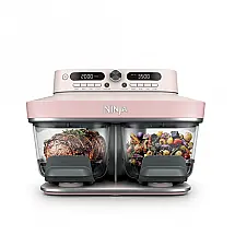 Fritadeira a Ar Ninja Crispi DualZone DD101PK1 Cesto Duplo de Vidro 7,6L Quartzo Rosa 110V
