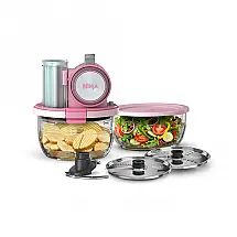 Processador de Alimentos Ninja PREPi PN301 5-em-1 Pica Fatia Rala e Faz Purê Rosa 110V