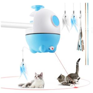 Brinquedo Automático 2 em 1 para Gatos, 360 de Rotação, Recarregável USB, BIILAFLOR, Azul