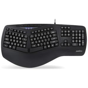Teclado Ergonômico Dividido Sem Fio Recarregável Reduz a Tensão das Mãos com Luz LED, PERIXX 11350, Preto