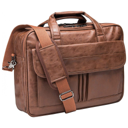 Bolsa, Maleta de Couro Sintético Masculina para Laptop, SEYFOCNIA, Marrom