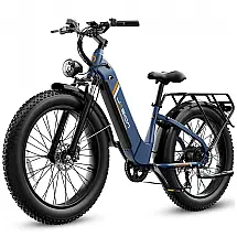 Bicicleta elétrica Jasion Thunder azul storm pneus 26x4 motor 750W nominal 1800W pico bateria 48V 18Ah 864Wh quadro aço carbono 7 marchas