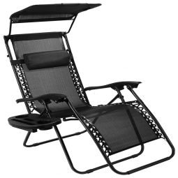 Xhomrattan Cadeira Reclinável Ajustável Gravidade Zero com Apoio de Cabeça e Porta Copos e Cobertura de Sombra, Azul