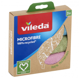 Pano de Limpeza de Microfibra, Lavável e Reutilizável, 3 UN, Vileda, Colorido
