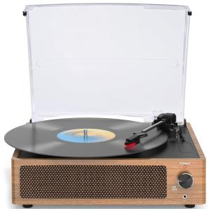 Toca-discos Vintage para Vinil com Alto-falantes e Bluetooth sem Fio BT - Marrom Claro,WOCKODER
