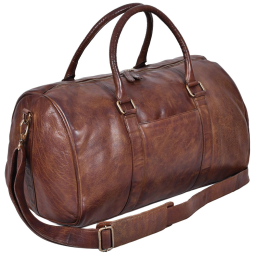Bolsa de Viagem Masculina Clássica de Couro, OAK LEATHERS, Marrom