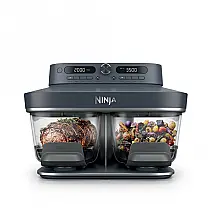 Fritadeira a Ar Ninja Crispi DualZone DD101BL1 Cesto Duplo de Vidro Zona Dupla 7,6L Azul-Acinzentado (Cyberspace) 110V