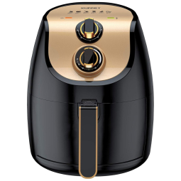 Fritadeira Elétrica AirFryer 3L com 8 Funções e Controle de Temperatura, 1500W, e Dourada, 110v, KUPPET DS12L, Preto