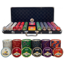 Maleta de Poker em Alumínio com 500 Fichas 10g de Cerâmica Numeradas para Texas Holdem, Géneric, Preta