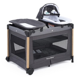 Berço Cercado Portátil com Colchão Dobrável, Trocador Grande e Centro de Puericultura Removível, Pamo Babe, Preto