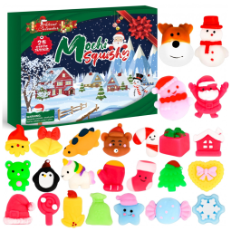 Calendário do Advento 2025 para Crianças - Inclui 25 Mini Brinquedos Mochi Squishies para Alívio do Estresse - BYMORE,