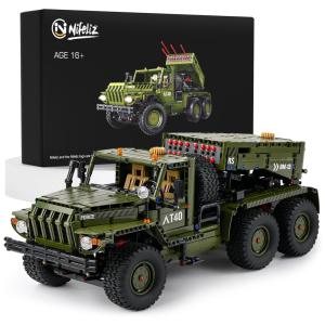 Kit de Construção Lança Foguetes Militar Rocket Artillery Katyusha, com 2268 Peças, Nifeliz, Verde