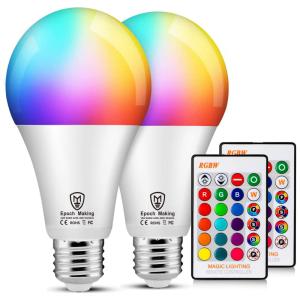 Lâmpada Led Colorida com Controle Remoto 85W, 6000K, E26, 2 Un, FKMHPE, Branco