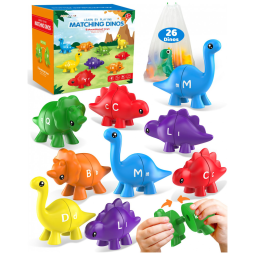 Conjunto de Dinossauros com Alfabeto de 26 Peças para Aprendizado de Crianças de 3 a 5 Anos, Brinquedos Educacionais Montessori, Walenty