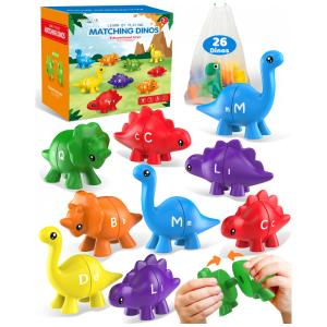 Conjunto de Dinossauros com Alfabeto de 26 Peças para Aprendizado de Crianças de 3 a 5 Anos, Brinquedos Educacionais Montessori, Walenty