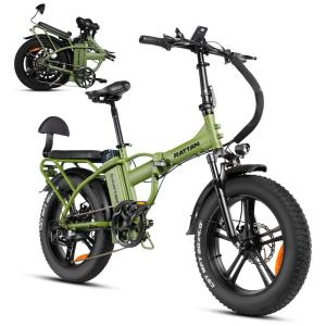 Bicicleta Elétrica Motorizada 6 Velocidades e 3 Modos, 500W, R RATTAN, Verde