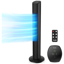Ventilador de Torre com Controle Remoto, 3 Modos e Desligamento Automático, 110V 1000W, Grelife, Preto
