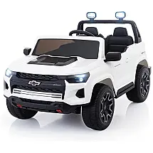 Carro Elétrico Infantil Chevrolet Licenciado Joywhale 24V 4WD, 2 Lugares, 320W, Controle Remoto, Suspensão, Música, Luzes LED, Branco