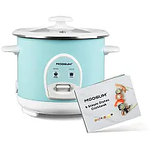 Panela de Arroz Elétrica 0,6 Litros em Aço Inoxidável com Cesto Antiaderente, 110V, MOOSUM, Verde