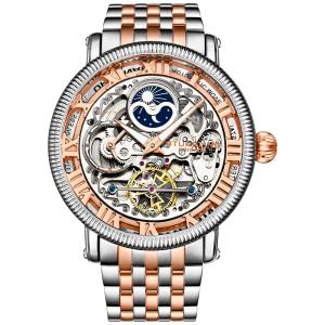 Relogio Homem, Masc. Automatico Cor Dia Noite AM, PM Lua, Sol Aço Inox, STUHRLING 3922.3, Prateado