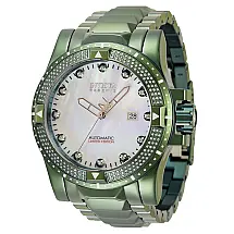 Relógio Masculino Automático de 0,91 quilates com Mostrador em Madrepérola e Diamante, Invicta 34281 N1, Verde Claro Edição Limitada