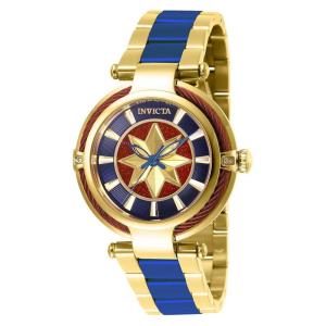 1 EDIÇÃO LIMITADA Invicta Marvel Captain Marvel Relógio Feminino 40mm, Dourado, Azul 28832 N1