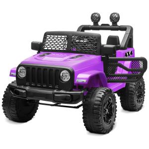 Carro Elétrico Infantil a Bateria 12V com 2 Assentos Luzes LED, MP3 e Controle Remoto, Kidzone, Roxo