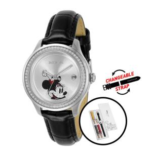 1 EDIO LIMITADA - Relgio feminino Disney de edio limitada da Minnie Mouse - 34 mm. Preto com ala intercambivel