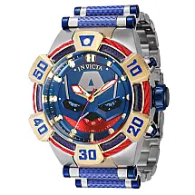 1 EDIO LIMITADA - Relgio masculino Marvel Capito Amrica - 52 mm. Ao. Ouro. Azul 38385-N1