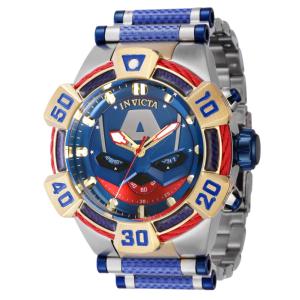 1 EDIO LIMITADA - Relgio masculino Marvel Capito Amrica - 52 mm. Ao. Ouro. Azul 38385-N1