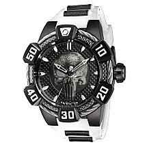 1 EDIO LIMITADA - Relgio Masculino Marvel Punisher Automtico - 52mm. Branco. Preto 41016-N1