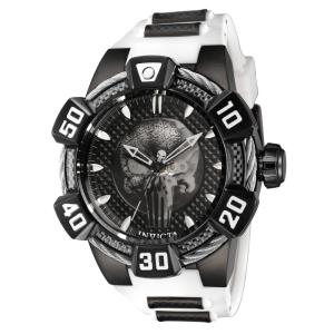 1 EDIO LIMITADA - Relgio Masculino Marvel Punisher Automtico - 52mm. Branco. Preto 41016-N1