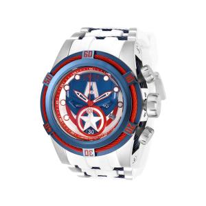 1 EDIÇÃO LIMITADA Invicta Marvel Capitão América Relógio Masculino 53mm, Aço, Branco, Azul Escuro 27046 N1