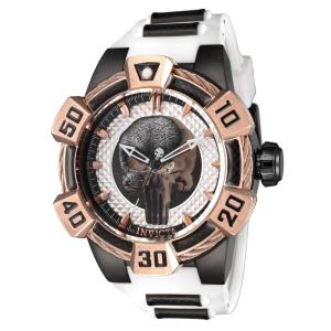 1 EDIO LIMITADA - Relgio Masculino Marvel Punisher Automtico - 52mm. Branco. Preto 41017-N1