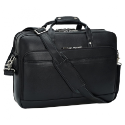 Bolsa Carteiro Masculina de Couro Grão Integral para Laptop com 17 Polegadas, Masa Kawa, Preta