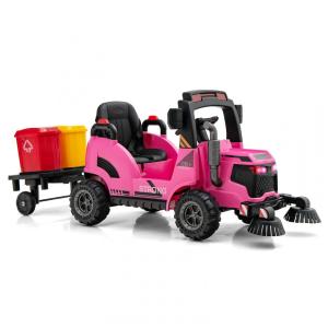 Caminhão Elétrico Infantil 1 Assento com Luz LED, Músicas, Bateria 12V, OLAKIDS, Rosa
