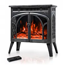 Lareira Elétrica Portátil Autônoma com Chamas Realista 3D, 4 Cores Variáveis e Controle Remoto, 110V 1500W, Electactic, Cinza