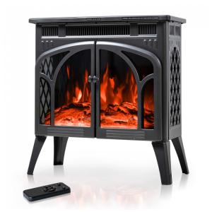 Lareira Elétrica Portátil Autônoma com Chamas Realista 3D, 4 Cores Variáveis e Controle Remoto, 110V 1500W, Electactic, Cinza