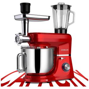 COOKLEE SM 1507BM Batedeira de Bancada 8.5L com 10 Velocidades, Aço Inoxidável, 660W, 110V, Vermelha