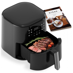 Fritadeira elétrica sem óleo QIDO digital preta 5L 1500W 8 funções timer display touch circulação de ar quente 110V