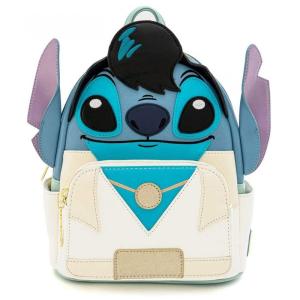 Mochila Escolar Infantil 25cm Loungefly Elvis para Crianças, Branca e Azul