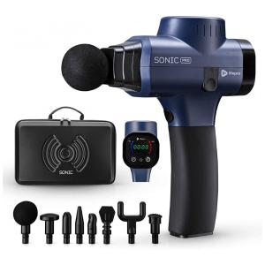 Sonic Massageador Pistola Elétrico Profissional Sem Fio 8 Acessórios, LIFEPRO, Azul