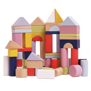 Conjunto de Blocos de Construção Educativos de Madeira com 60 Peças, Estilo Montessori, Desenvolvimento de Formas e Cores, Le Toy Van PL135