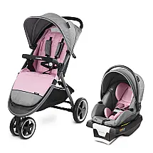 Carrinho de Bebê com Cadeira para Carro Evenflo Gold Verge3, Cinza e Rosa