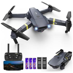 Mini Drone com Câmera 720P FPV, Controle Remoto e 2 Baterias para Adultos, INPORSA 1813, Preto