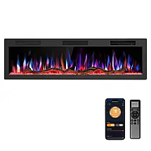 Lareira Elétrica R.W.FLAME 152x44cm 1500W WiFi Alexa LED Som Embutir 110V