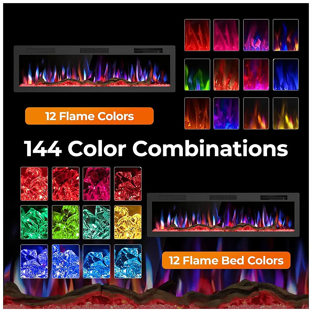 Lareira Elétrica R.W.FLAME 152x44cm 1500W WiFi Alexa LED Som Embutir 110V — foto 3