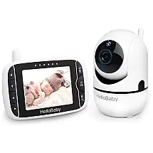 Babá Eletrônica com Câmera Remota PTZ, Tela LCD e Visão Noturna Infravermelha, HelloBaby, Branca