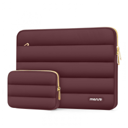 MOSISO 15-15,6" Capa Puff para Laptop com Bolsa Adicional, Compatível com MacBook Pro 16, HP, Dell, ASUS, Acer, Lenovo, Vinho